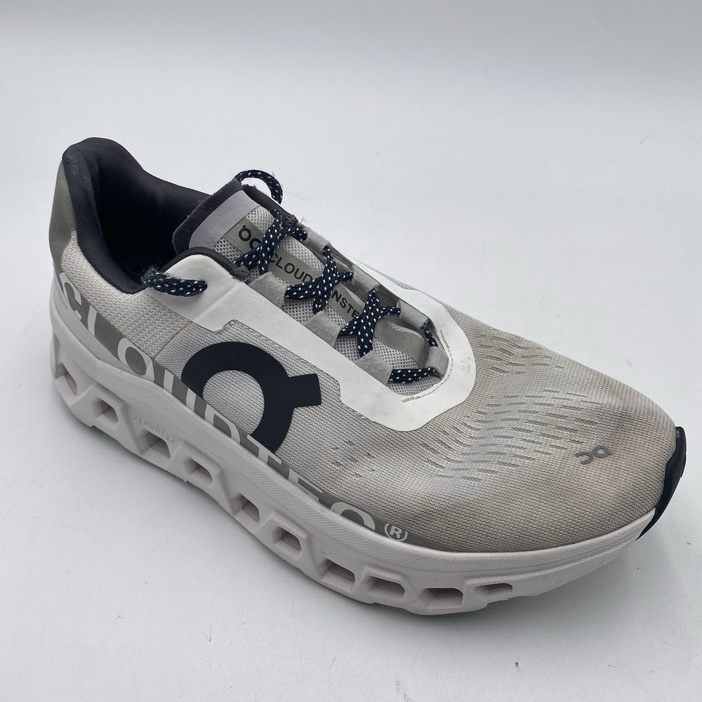 On Cloudmonster Shoes Men Sz 7.5 Running White Black CloudTec‎ Sneakers SEE PICS